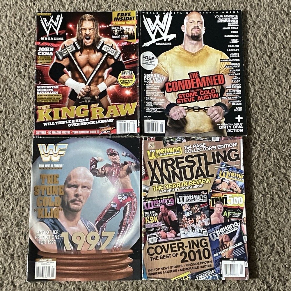 Wrestling Magazine Lot 4 WWE WWF 1997 2007 2011 2012 Stone Cold Triple H